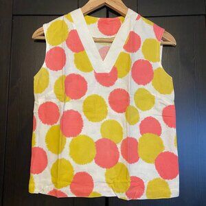 Amazing Vintage V neck tank. No tags. Ikat-style polka dot design. 1960 to1970.